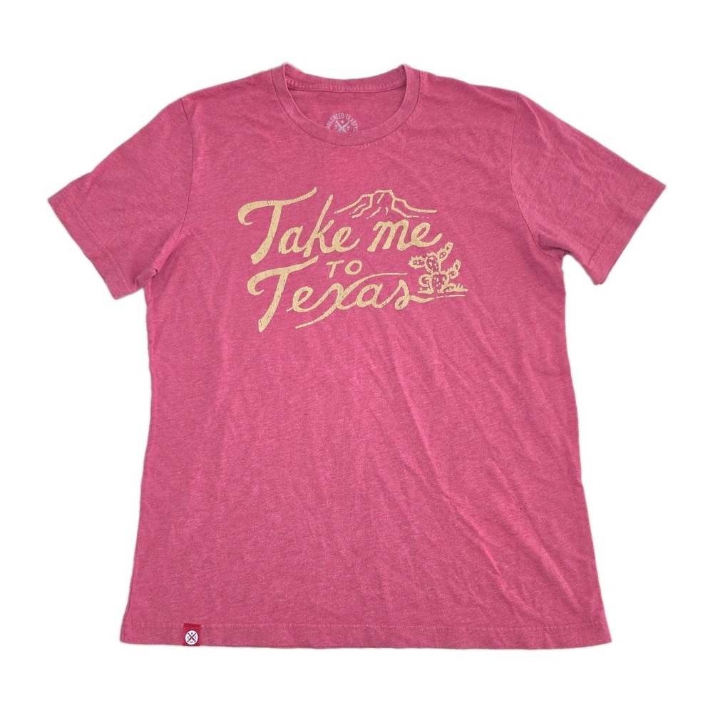 Tumbleweed Textiles Ranch Take Me To Texas Graphic Tee Texas Unisex Large Pink